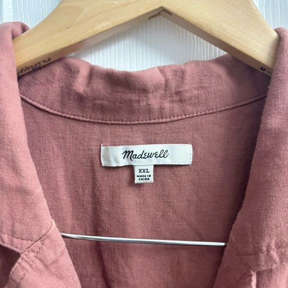 Madewell Linen Camp Shirt Womens XXL Lagenlook Button Up Collared - Picture 2 of 10